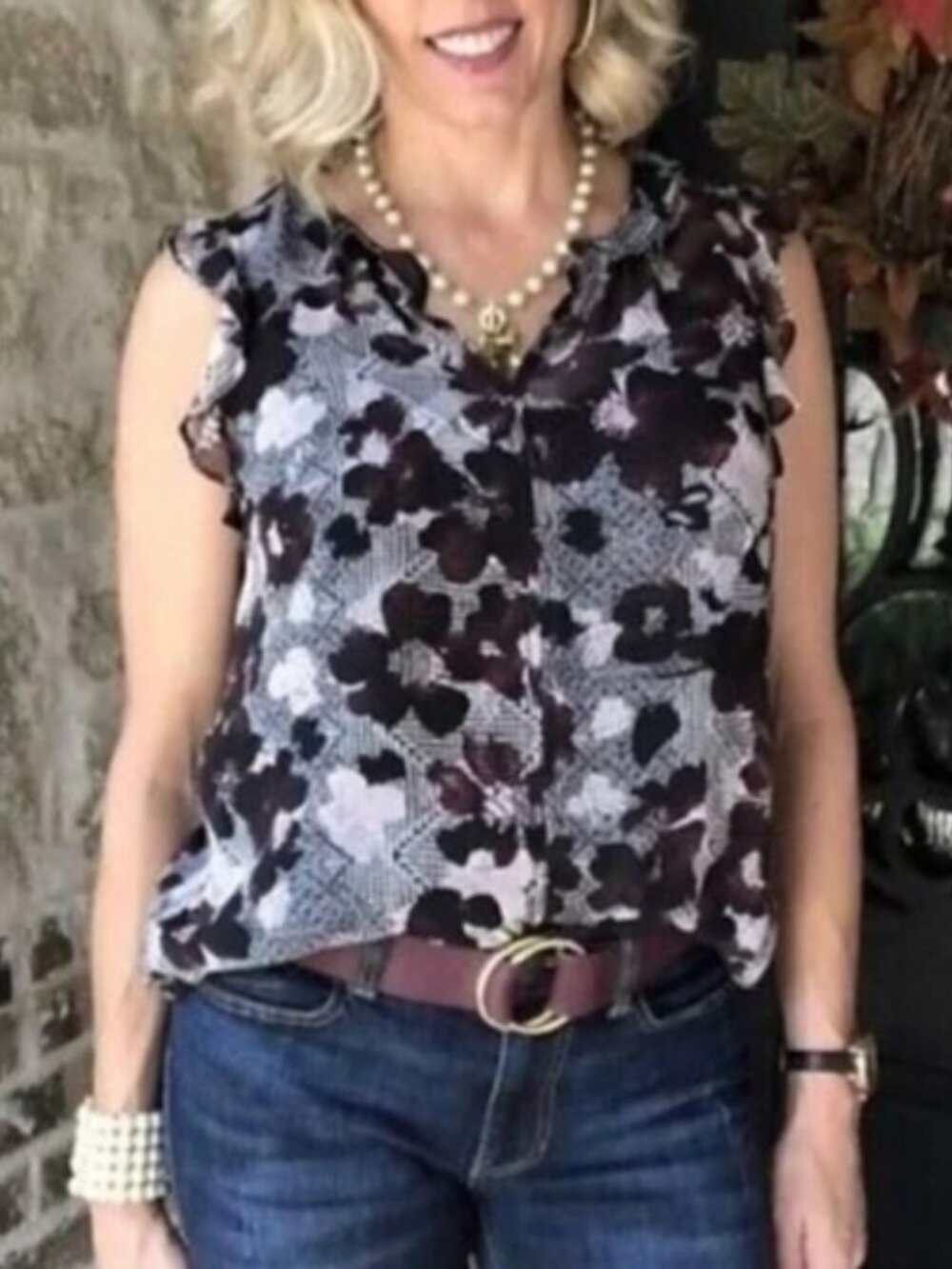 CAbi Weaver Blouse #3618 in Tweed Flower Size S